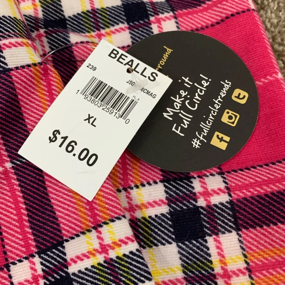 Jolie & Joy Plaid Lounge Pants NWT Size XL Pink Black White Polyester… - Picture 9 of 13